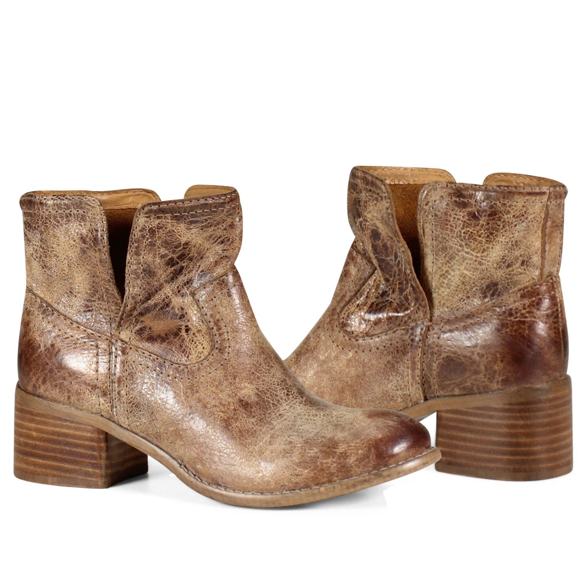 Walnut Grove Tan Distressed Vintage Leather Western Booties
