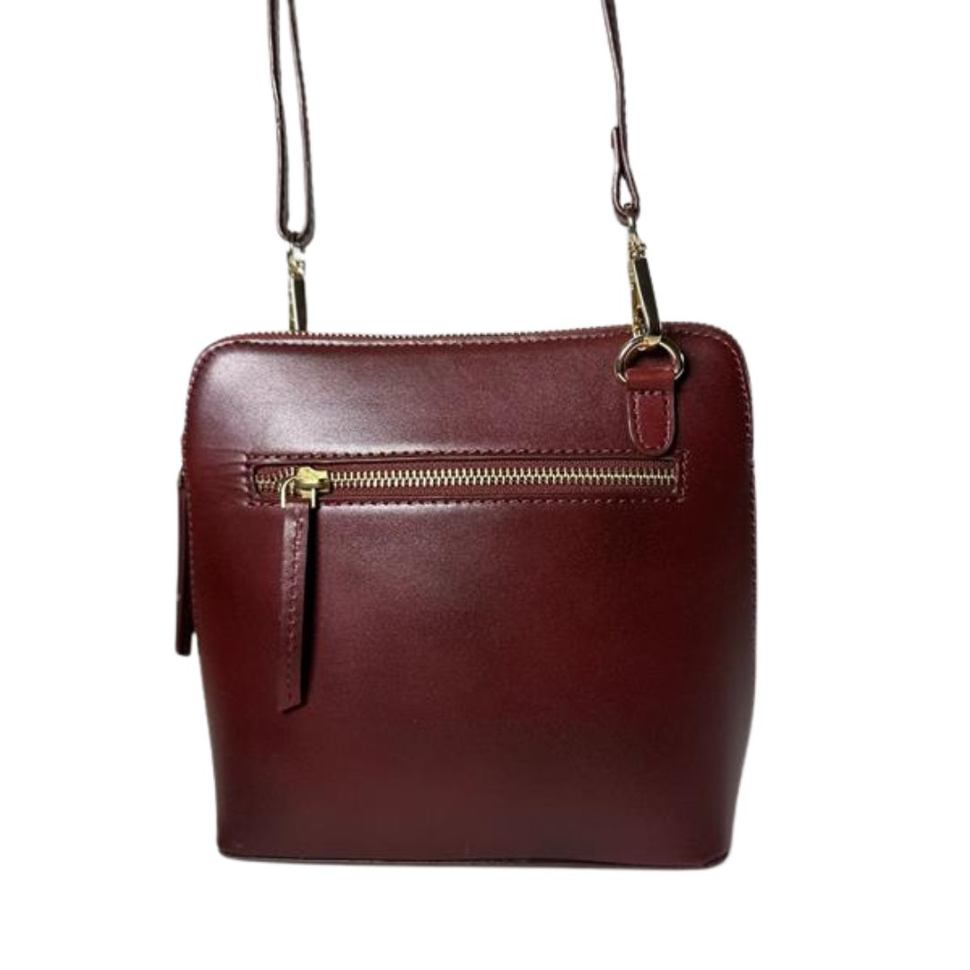Women's Genuine Leather Burgundy Cross Body Purse: Lucky Day by